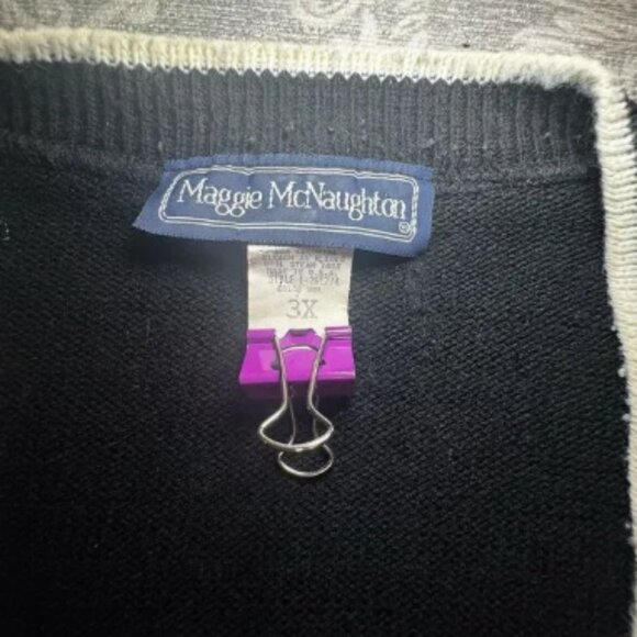 Vintage Maggie McNaughton 3XL Argyle Cardigan Sweater Black Women’s - Picture 5 of 5